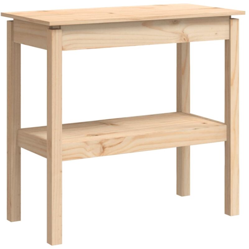 foto del prodotto mobile da ingresso consolle dal design elegante con ripiani 80 x 40 x 75 cm in legno massello di pino marrone dec031577