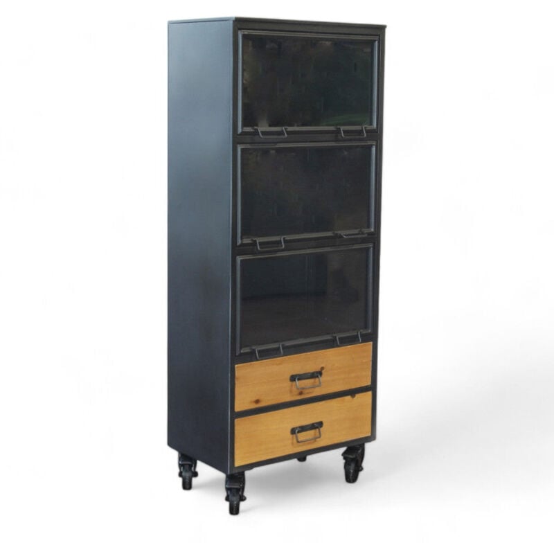 foto del prodotto mobile da ingresso in ferro e legno colore marrone con dimensioni 81x44x183 cm ideale per arredamento