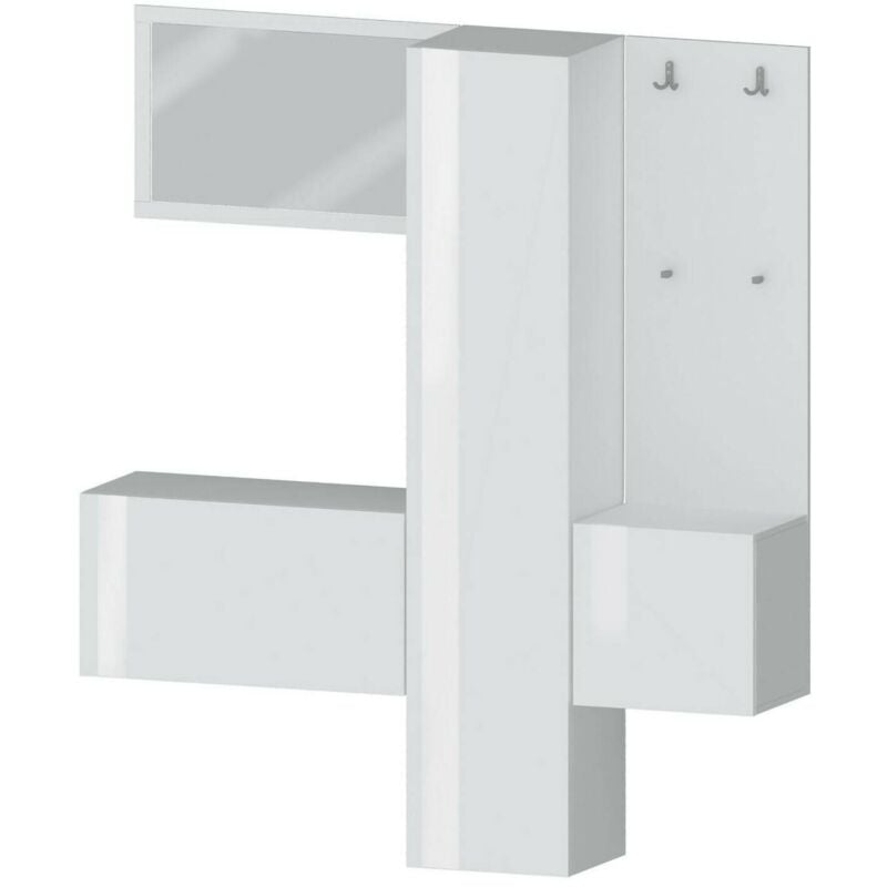 foto del prodotto mobile da ingresso vernante, armadietto multifunzione a 3 ante, appendiabiti da parete con specchio, 170x35h190 cm, bianco, con imballo rinforzato