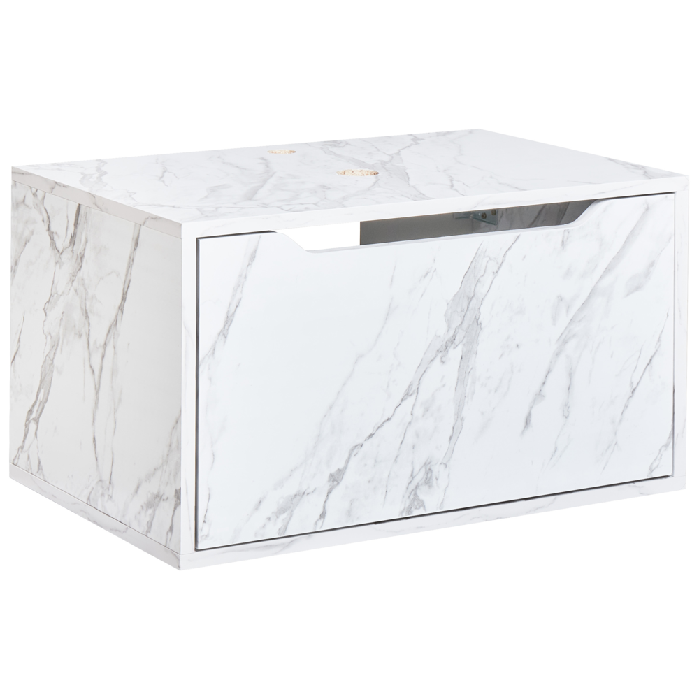 foto del prodotto mobile da lavabo a parete per il bagno pannello di particelle bianco fori pretagliati per lavabo