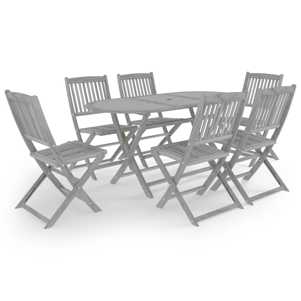 foto del prodotto mobile da pranzo da giardino 7 pezzi in legno massello di acacia grigio 02 0014808