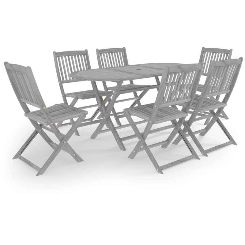 foto del prodotto mobile da pranzo da giardino 7 pezzi in legno massello di acacia grigio 020014808