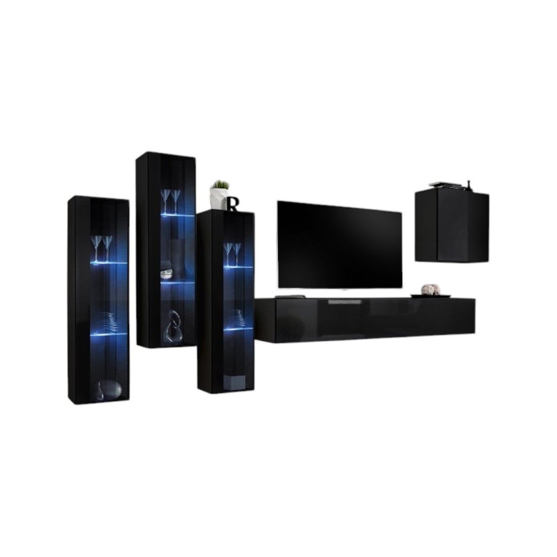 foto del prodotto mobile da salotto murale switch xiii design, colore nero lucido.