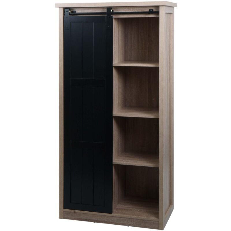 foto del prodotto mobile da soggiorno con ante scorrevoli, cassettiera buffet, 8 vani portaoggetti, mdf e metallo industriale, 163 x 76 x 38 cm 040005761