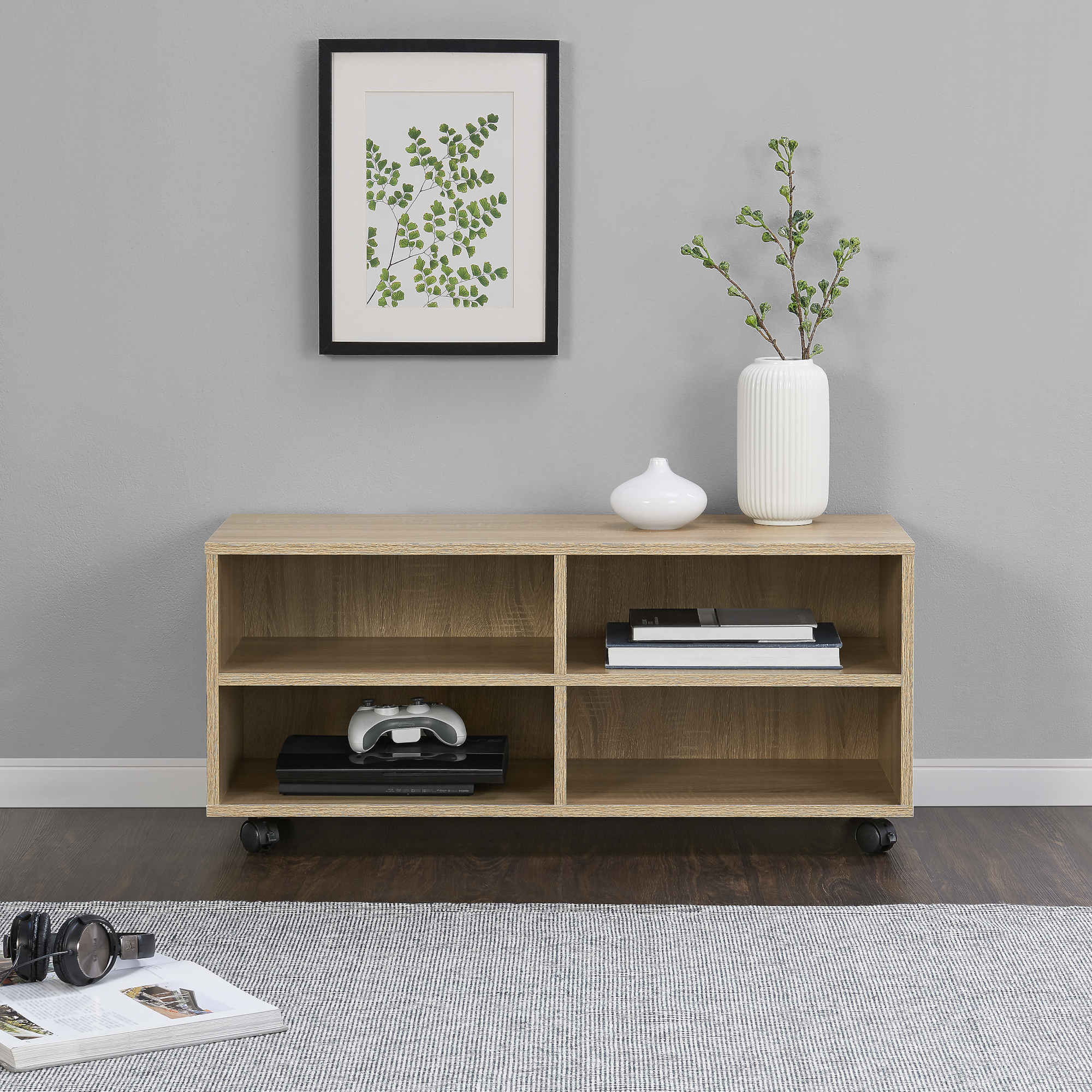 foto del prodotto mobile da soggiorno gränne a 4 scomparti - effetto rovere sonoma [en.casa]