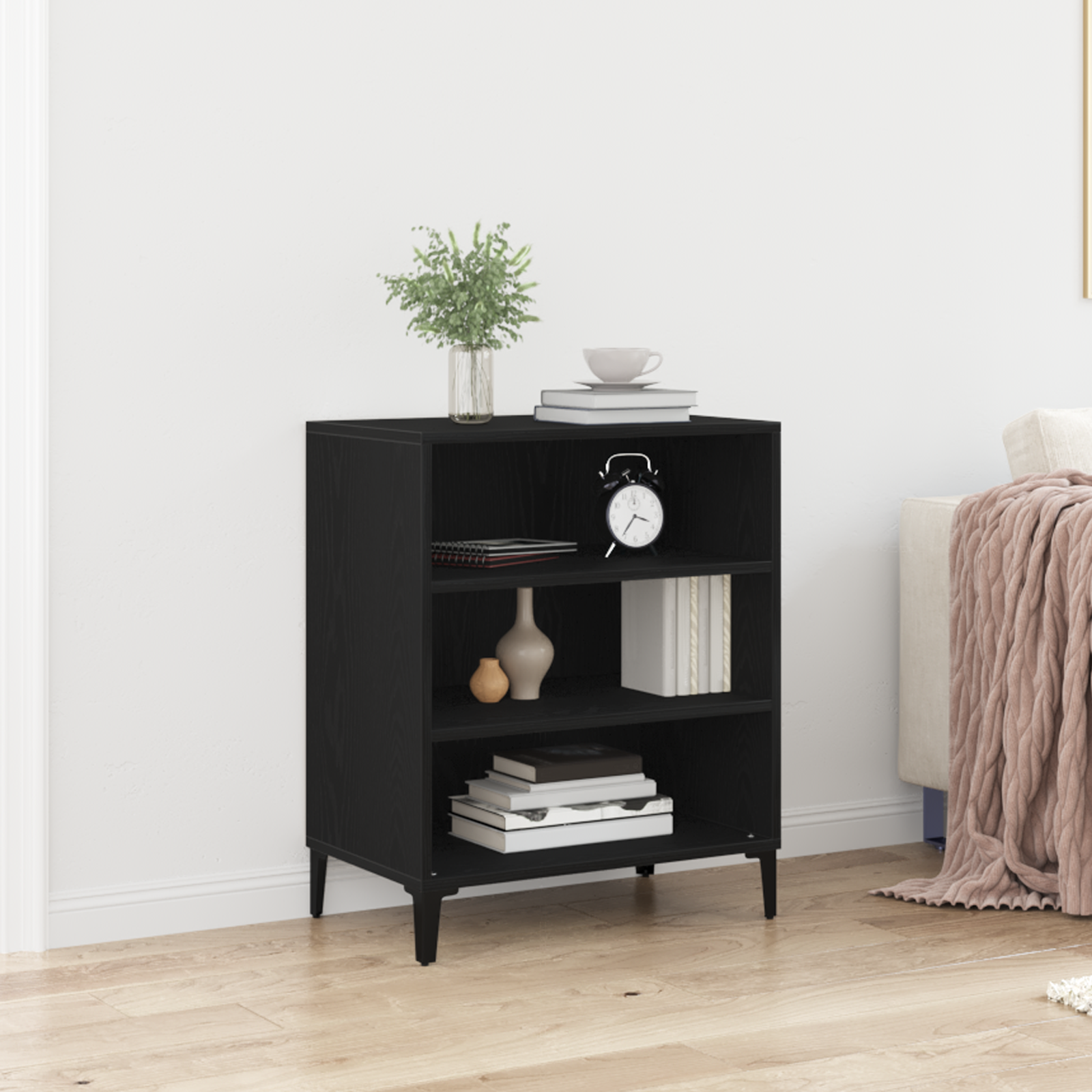 foto del prodotto mobile da soggiorno nero rovere 57x35x70 cm in legno ingegnerizzato