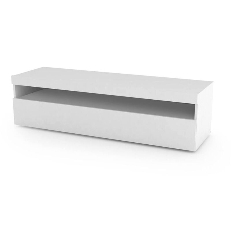 foto del prodotto mobile da soggiorno porta tv, made in italy, supporto per tv a 1 anta, porta tv da salotto, cm 130x45h36, colore bianco lucido, con imballo