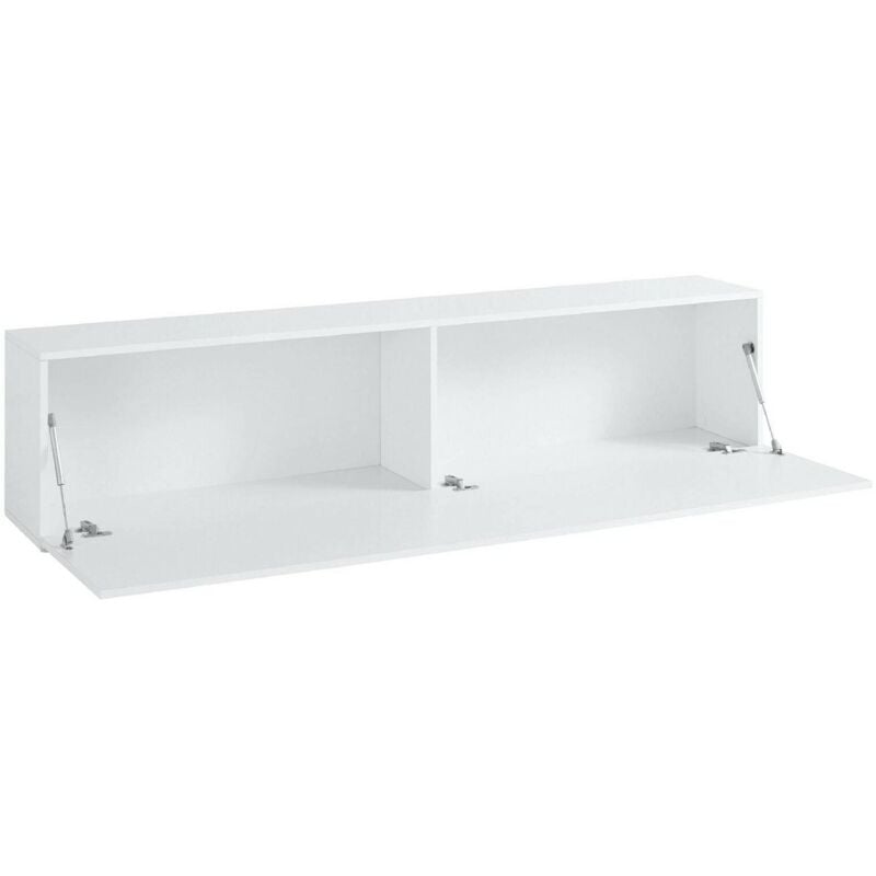 foto del prodotto mobile da soggiorno porta tv, made in italy, supporto per tv da salotto a 1 anta a ribalta, cm 180x30h40, colore bianco lucido, con imballo