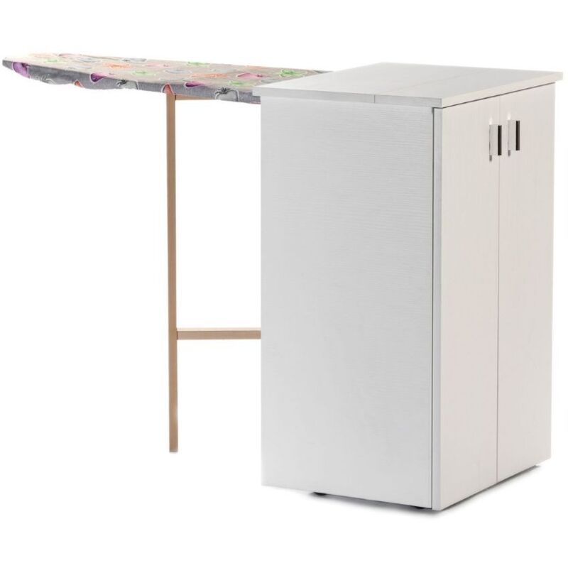 foto del prodotto mobile da stiro con ante e ruote colore bianco 55x82h cm nadia