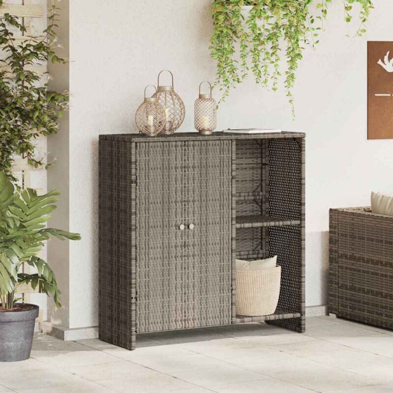 foto del prodotto mobile da stoccaggio grigio 100 x 36 x 102 cm in rattan vidaxl