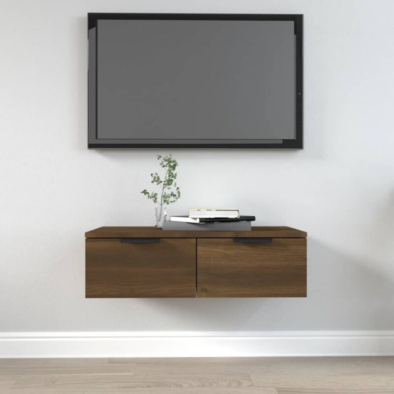 foto del prodotto mobile da tv a sospensione design elegante dotato di 2 cassetti vari colori colore marrone