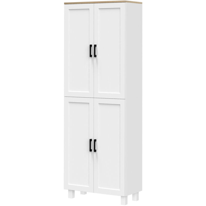 foto del prodotto mobile dispensa alto con 5 ripiani regolabili bianco e color legno homcom