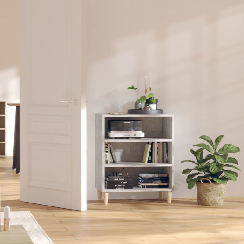 foto del prodotto mobile ideale per salotto 3 ripiani piedi in legno chiaro elegante vari colori colore cemento