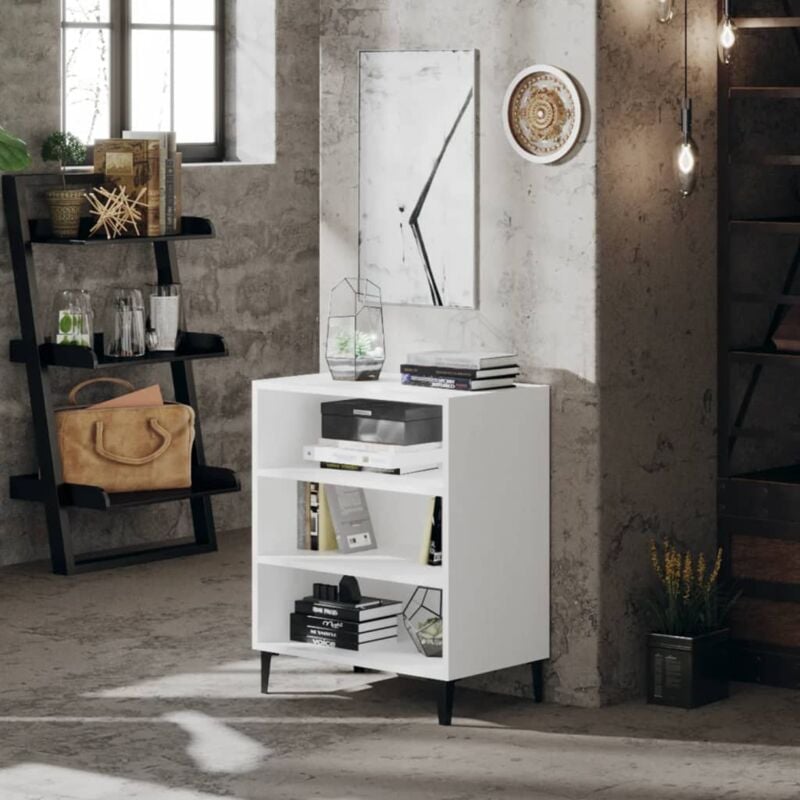 foto del prodotto mobile ideale per salotto con 3 ripiani piedi neri elegante in vari colori colore bianco