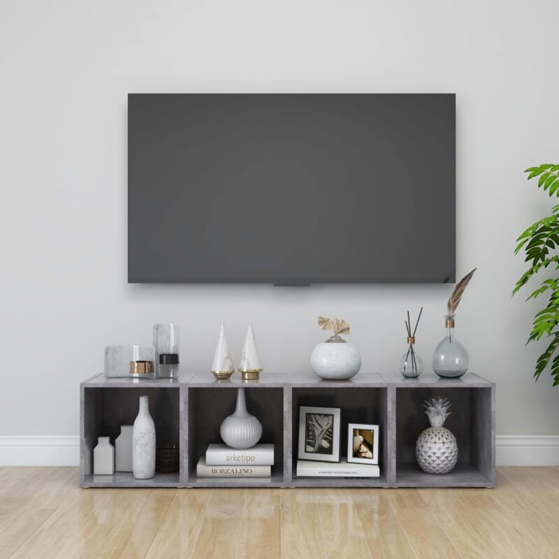 foto del prodotto mobile ideale per salotto dal design moderno con 4 scomparti vari colori colore cemento