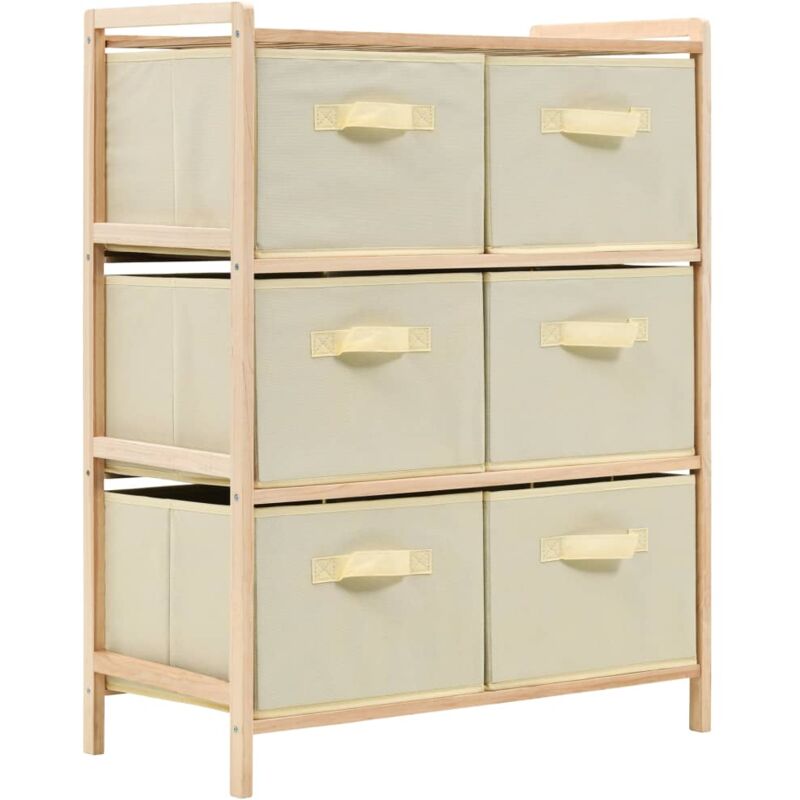 foto del prodotto mobile ideale per tutte le stanze con struttura in legno e 6 cassetti in stoffa