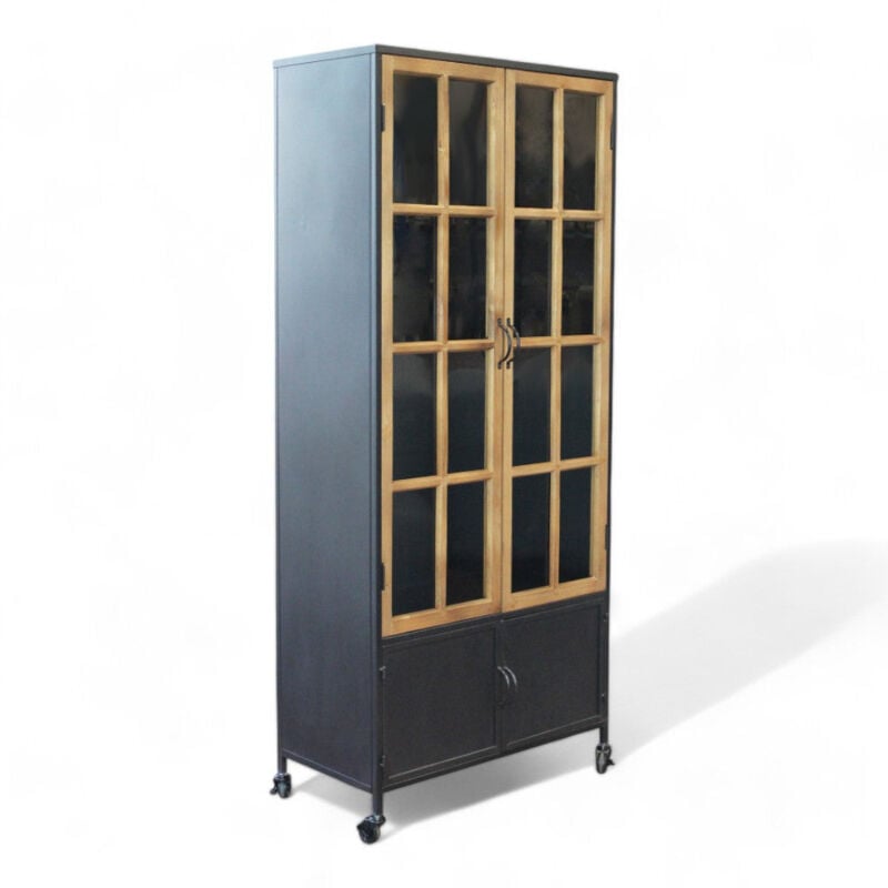 foto del prodotto mobile in ferro e legno marrone dimensioni 71x39x165 cm adatto per arredamento interno ed esterno