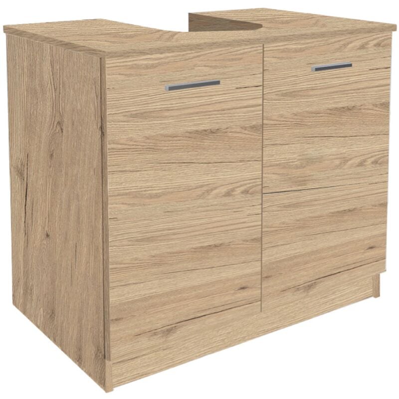 foto del prodotto mobile in legno bagno sottolavello copricolonna con 2 ante quercia