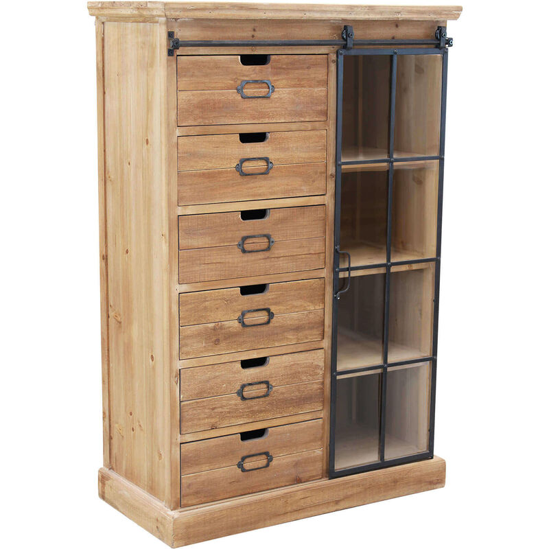 foto del prodotto mobile in legno con 6 cassetti 4 ripiani e anta scorrevole tiberius