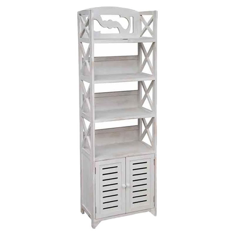 foto del prodotto mobile in legno con ante e mensole colore bianco con piano 47x26x150h cm