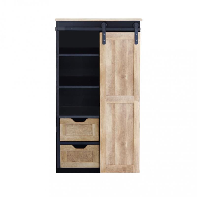 foto del prodotto mobile in legno e ferro jamar con 2 cassetti 3 ripiani e 1 anta scorrevole in legno dimensioni cm 80 x 40 x 160 h