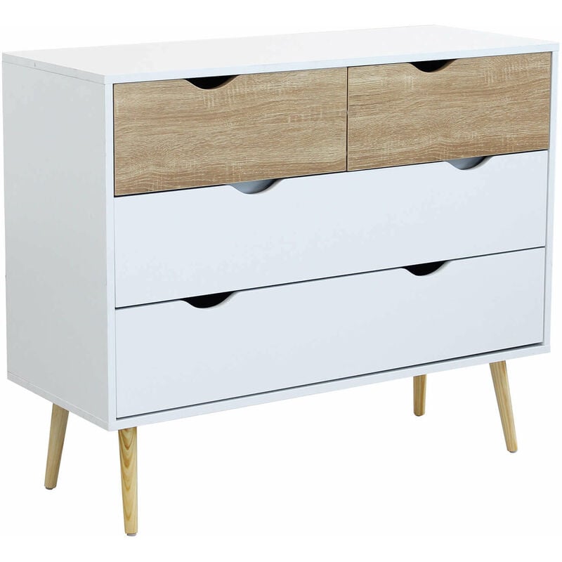 foto del prodotto mobile in legno naturale con 4 cassetti 99x39xh82 cm