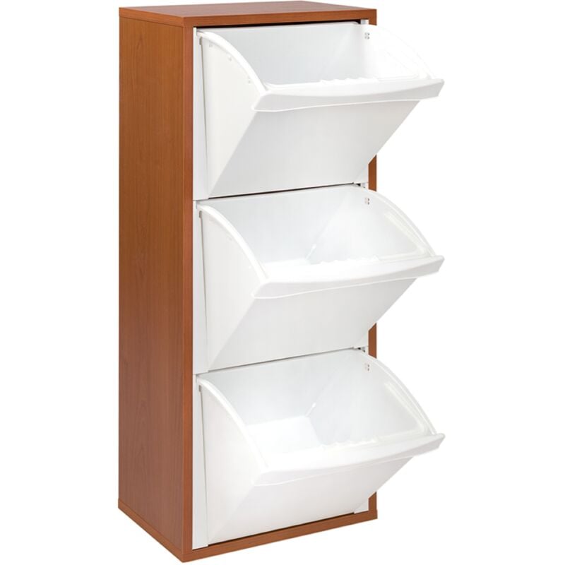 foto del prodotto mobile in legno per raccolta differenziata a 3 vani 40x101h cm ciliegio