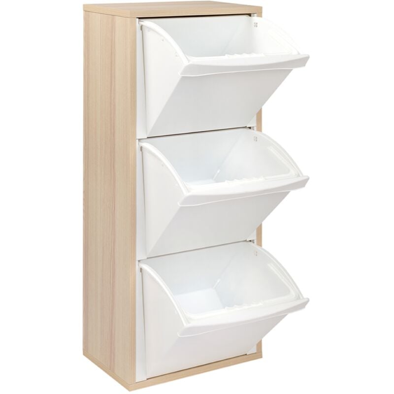 foto del prodotto mobile in legno per raccolta differenziata a 3 vani 40x101h cm rovere