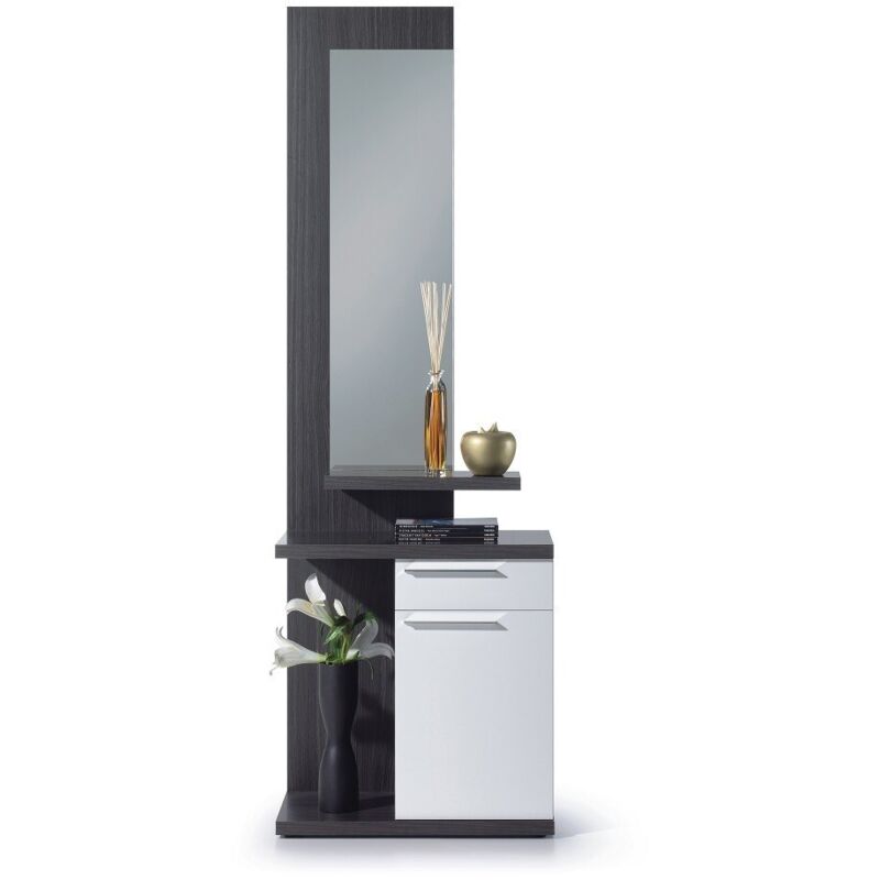 foto del prodotto mobile ingresso bianco lucido e grigio cenere con