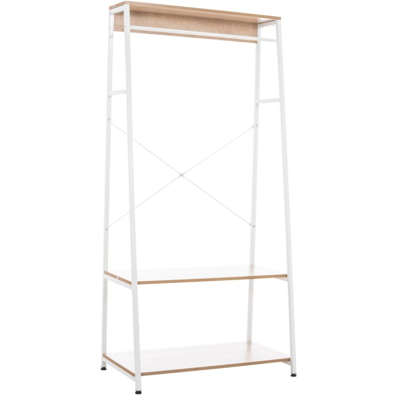 foto del prodotto mobile ingresso porta abiti scaffale guardaroba in legno e metallo bianco 100003597