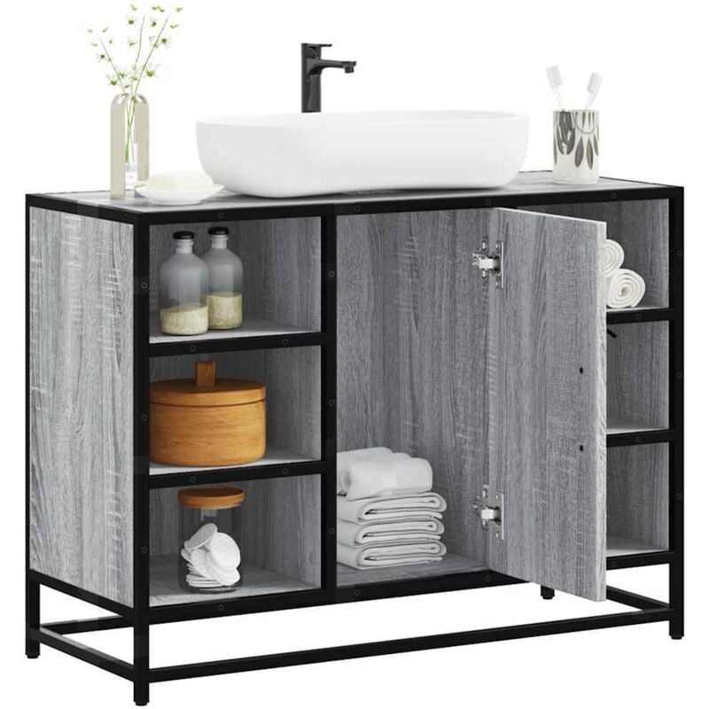 foto del prodotto mobile lavabo bagno grigio sonoma 60x30x60 cm legno multistrato vidaxl