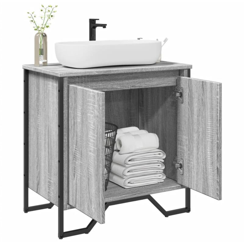 foto del prodotto mobile lavabo bagno grigio sonoma 60x35x60 cm in truciolato vidaxl