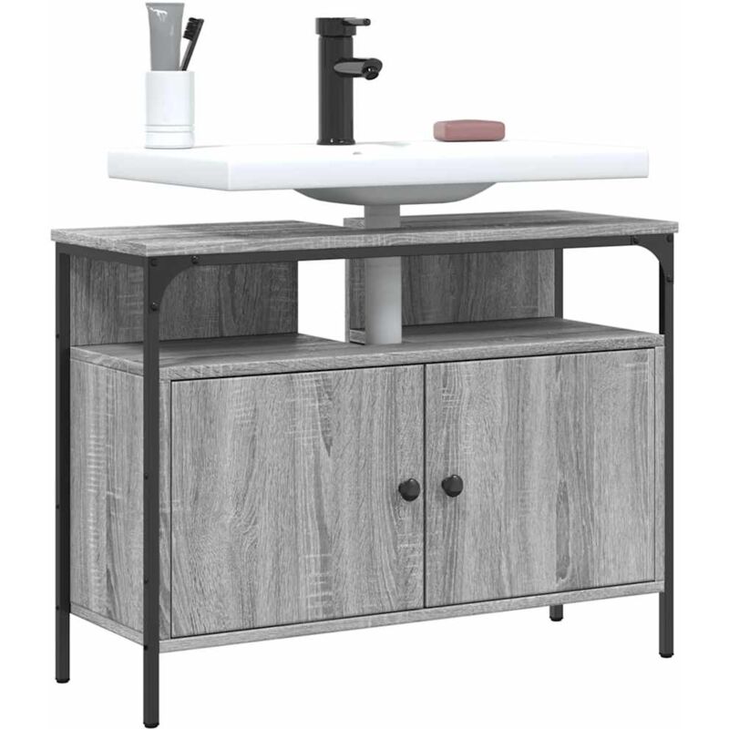 foto del prodotto mobile lavabo bagno grigio sonoma 80x30x60 cm legno multistrato vidaxl
