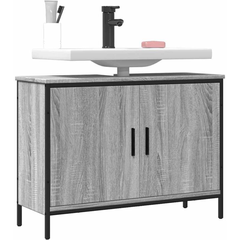 foto del prodotto mobile lavabo bagno grigio sonoma 80x30x60 cm legno multistratocod mxl 89012