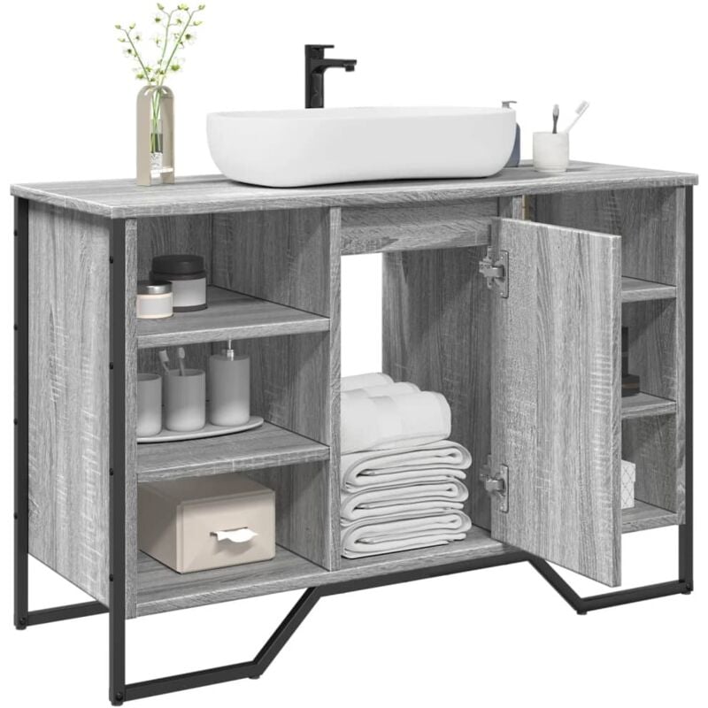 foto del prodotto mobile lavabo bagno grigio sonoma 91x35x60 cm in truciolato vidaxl