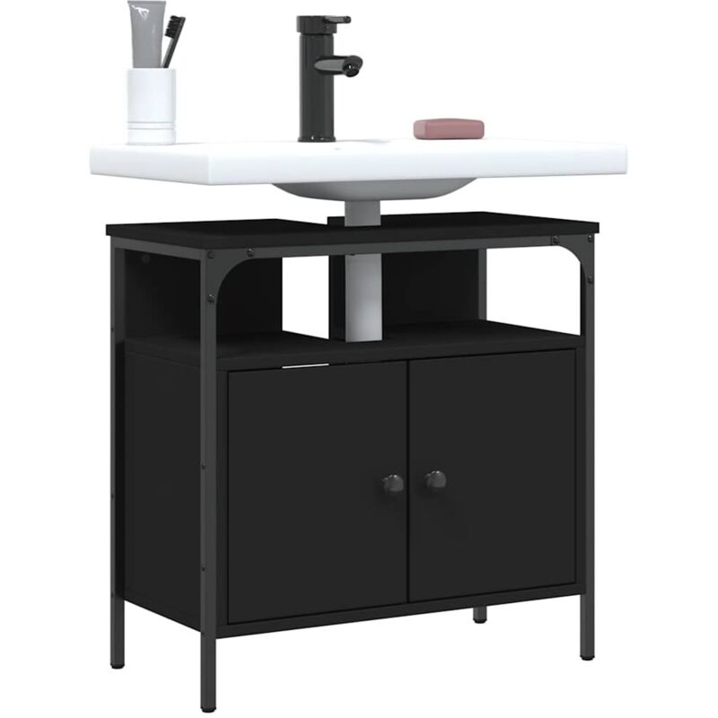 foto del prodotto mobile lavabo bagno nero 60x30x60 cm in legno multistrato vidaxl