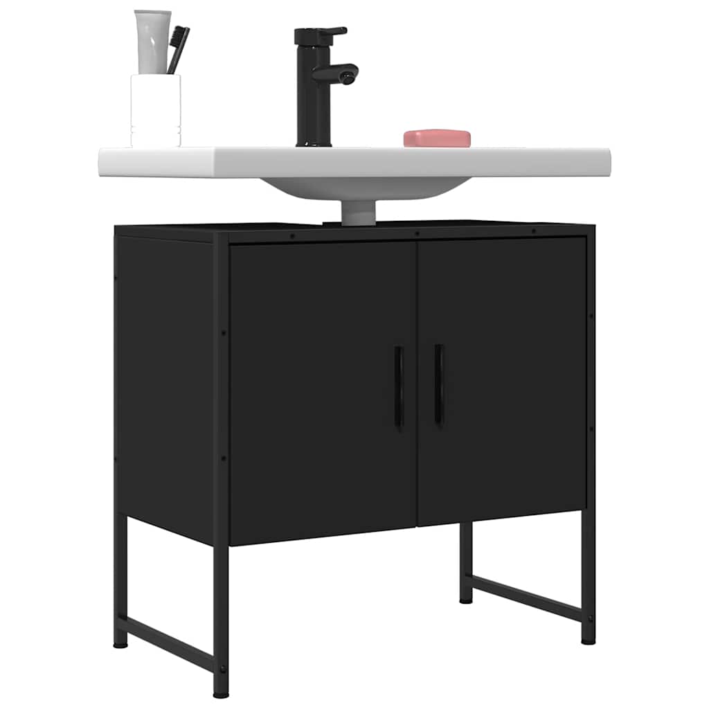foto del prodotto mobile lavabo bagno nero 60x30x60 cm in legno multistratocod mxl 89472