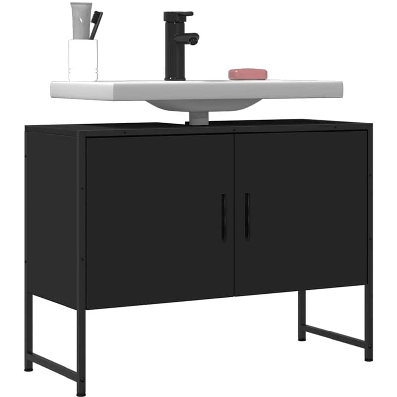 foto del prodotto mobile lavabo bagno nero 60x30x60 cm legno multistrato vidaxl
