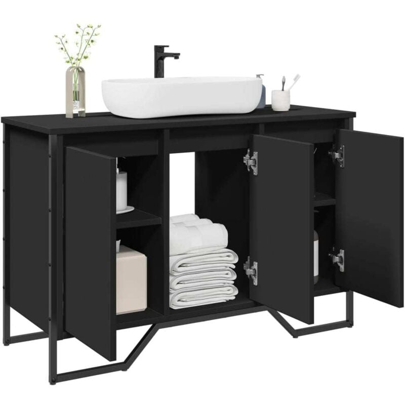 foto del prodotto mobile lavabo bagno nero 91x35x60 cm in truciolato vidaxl