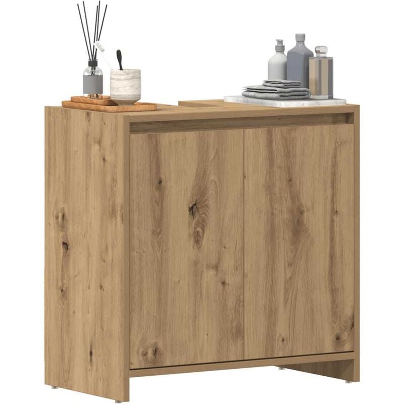 foto del prodotto mobile lavabo bagno rovere artigianale legno multistrato vidaxl