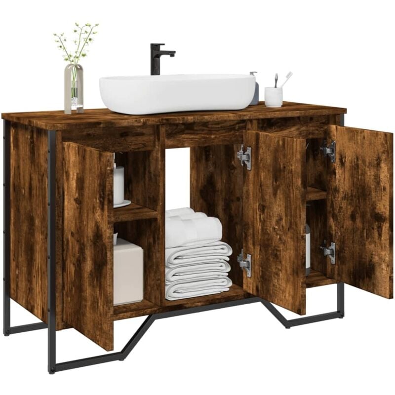 foto del prodotto mobile lavabo bagno rovere fumo 91x35x60 cm in truciolato vidaxl