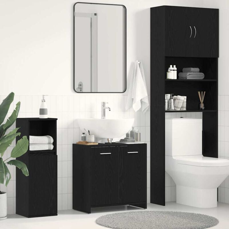 foto del prodotto mobile lavabo bagno rovere nero 60x30x60cm in legno multistrato vidaxl