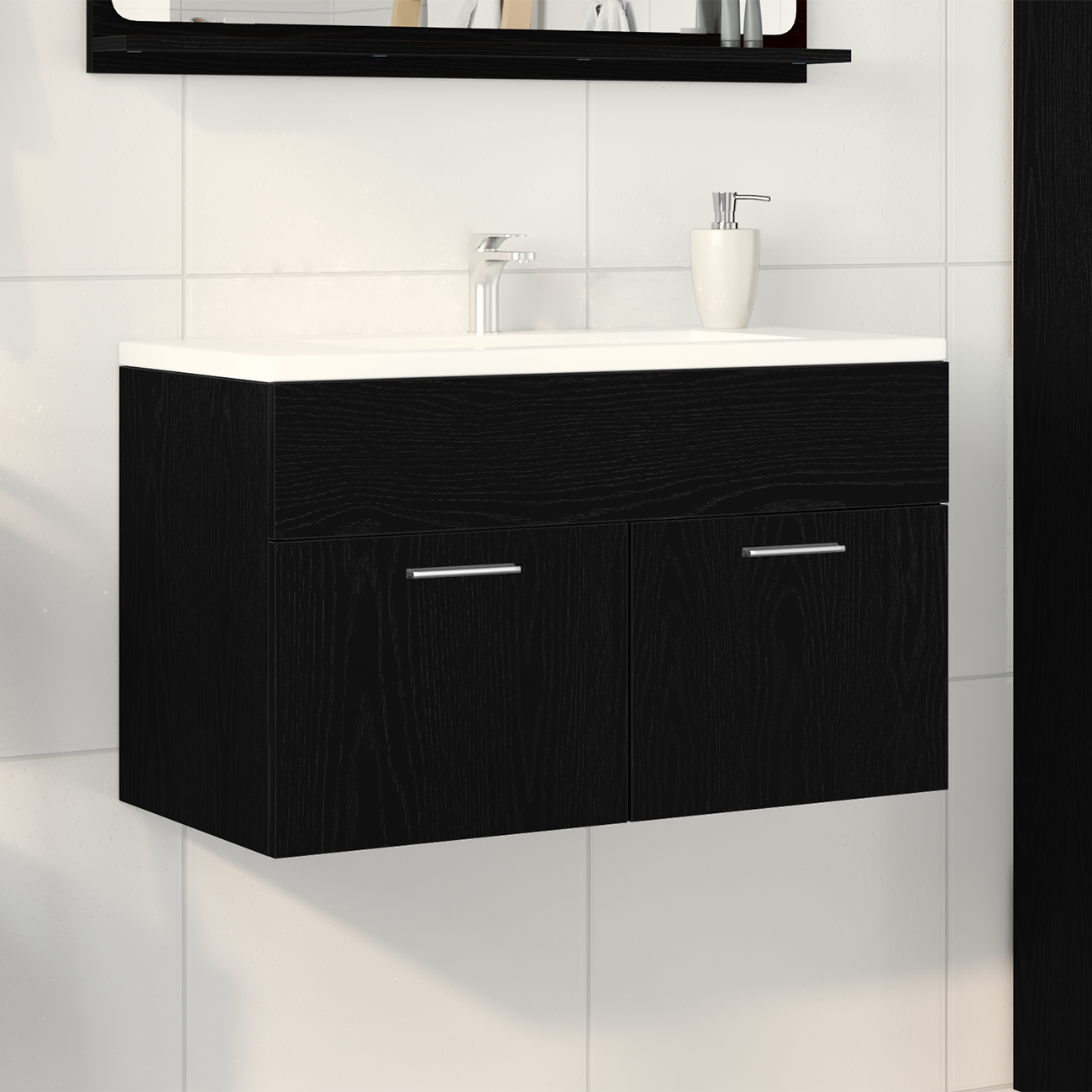 foto del prodotto mobile lavabo bagno rovere nero 80x38,5x46 cm legno ingegnerizzato