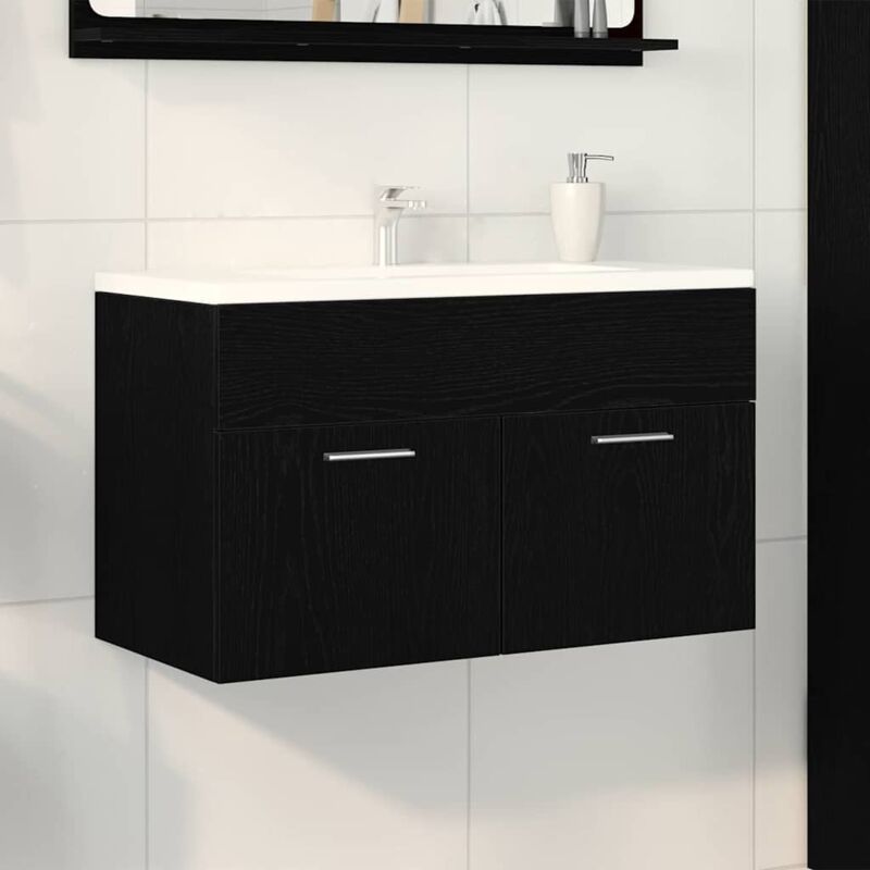 foto del prodotto mobile lavabo bagno rovere nero 80x38,5x46 cm legno ingegnerizzato vidaxl