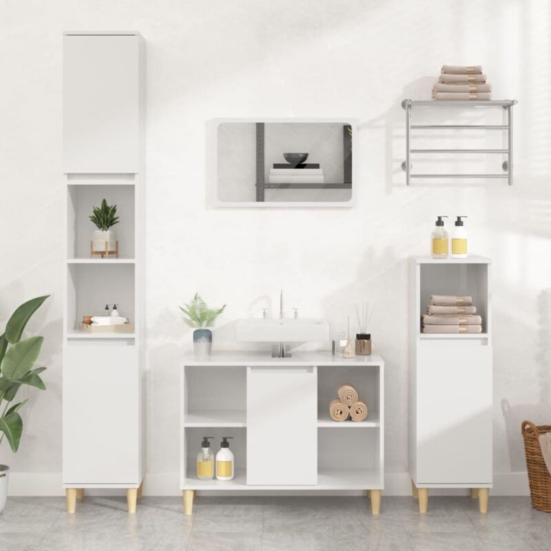 foto del prodotto mobile lavabo bianco lucido 80x33x60 cm in legno multistrato vidaxl