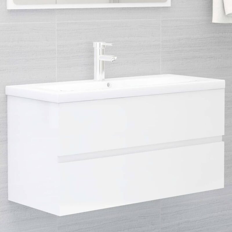 foto del prodotto mobile lavabo bianco lucido 90x38,5x45 cm in legno multistrato vidaxl