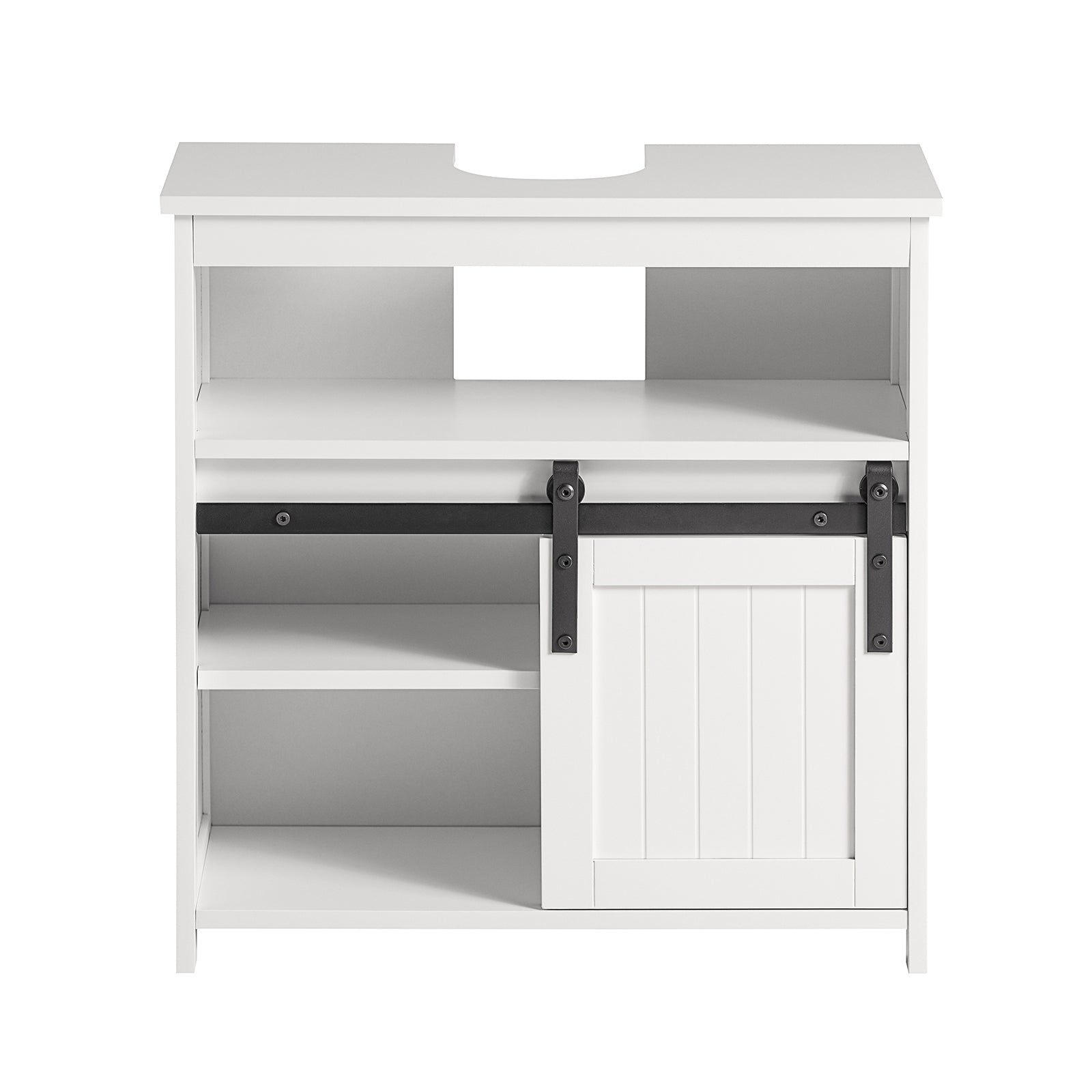 foto del prodotto mobile lavabo con anta scorrevole armadietto sotto lavabo bianco 60x30x62cm bzr61-w