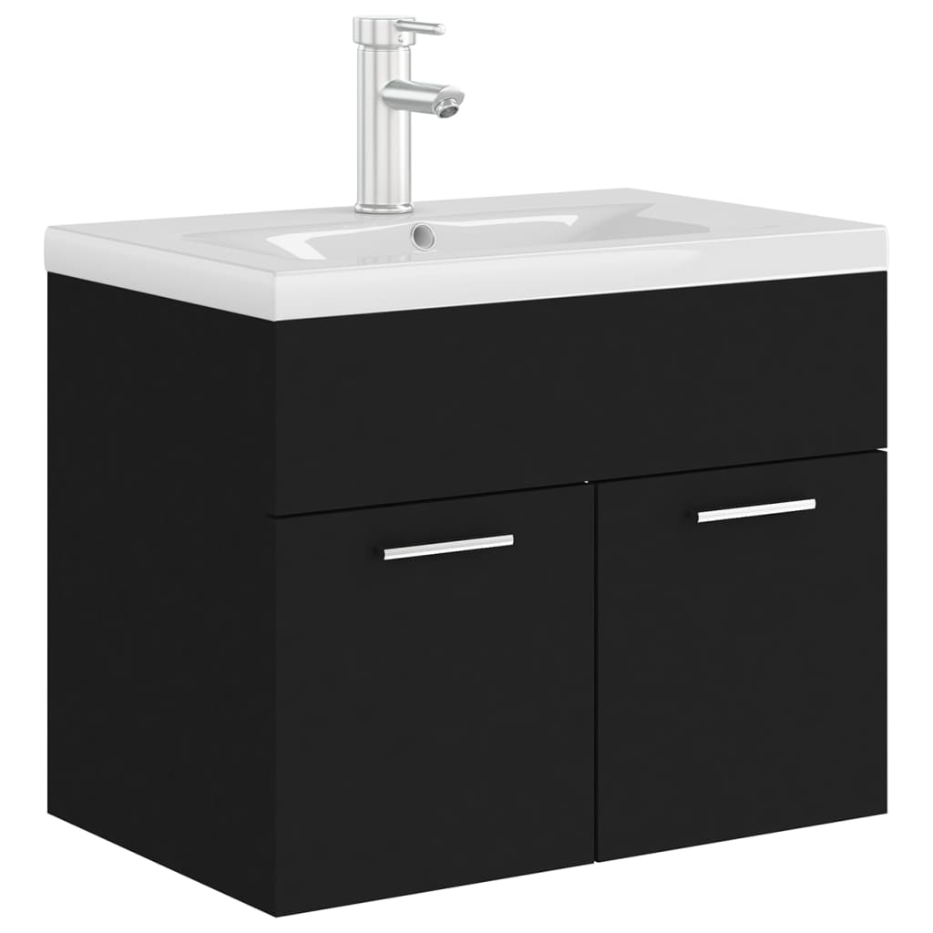 foto del prodotto mobile lavabo con lavabo integrato 60 x 38,5 x 46 cm in truciolare nero 02 0006508