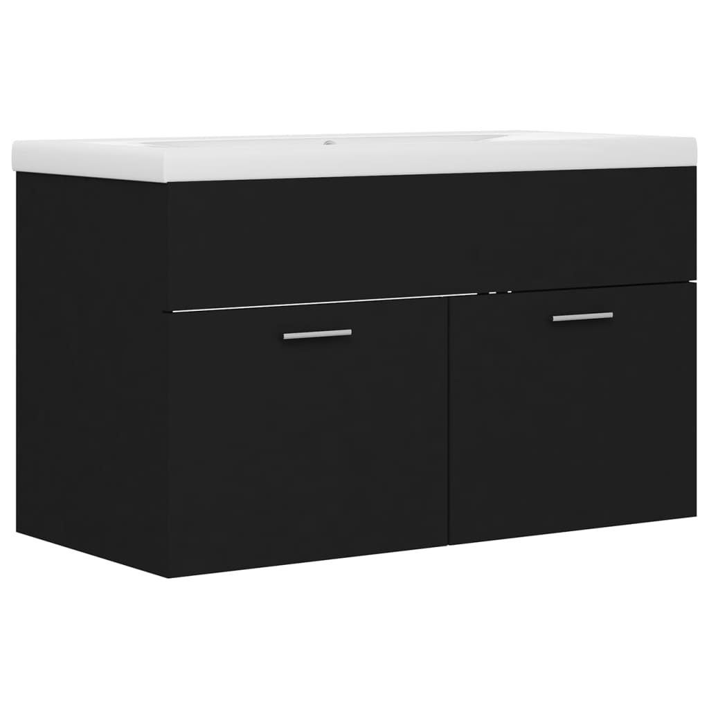 foto del prodotto mobile lavabo con lavabo integrato 80 x 38,5 x 46 cm in truciolare nero 02 0006516