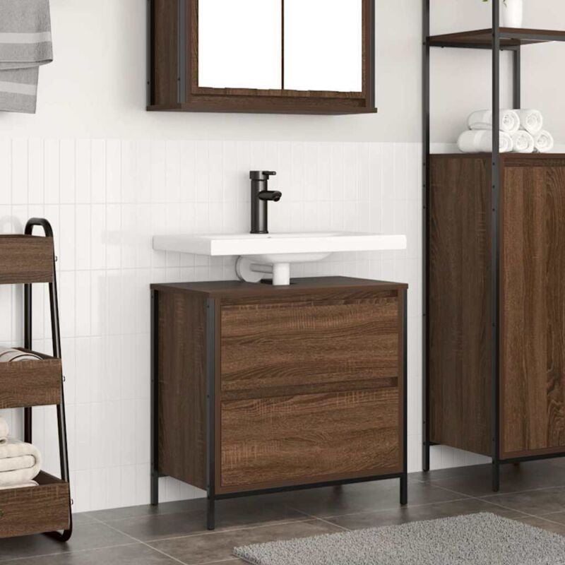 foto del prodotto mobile lavabo da bagno con cassetti rovere marrone 60x34,5x60cm vidaxl